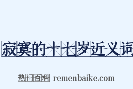 寂寞的十七岁近义词是什么意思的图片